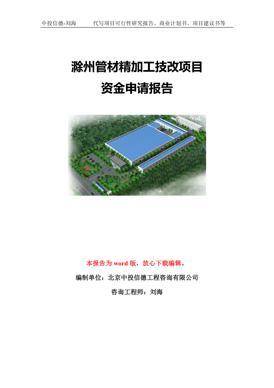 滁州管材精加工技改项目资金申请报告模板定制_第1页
