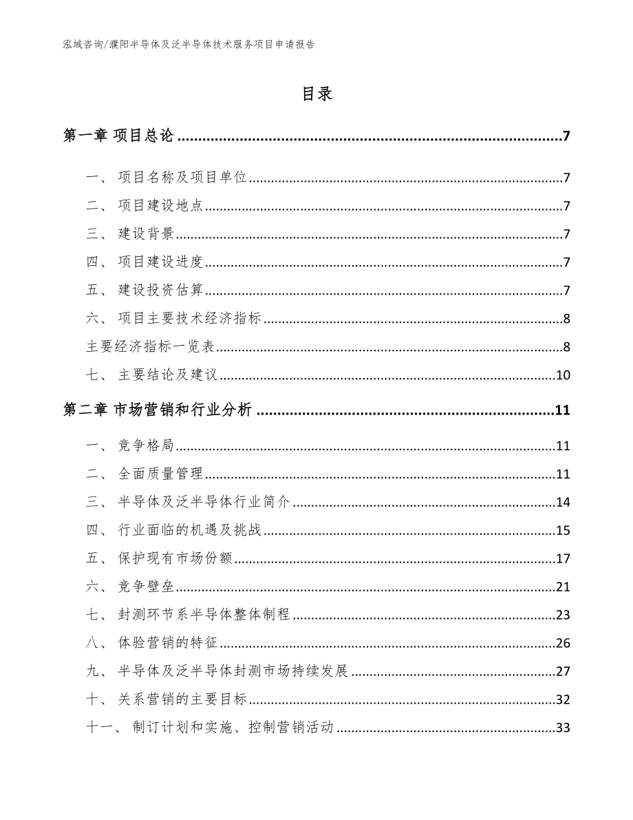 濮阳半导体及泛半导体技术服务项目申请报告（模板参考）_第1页