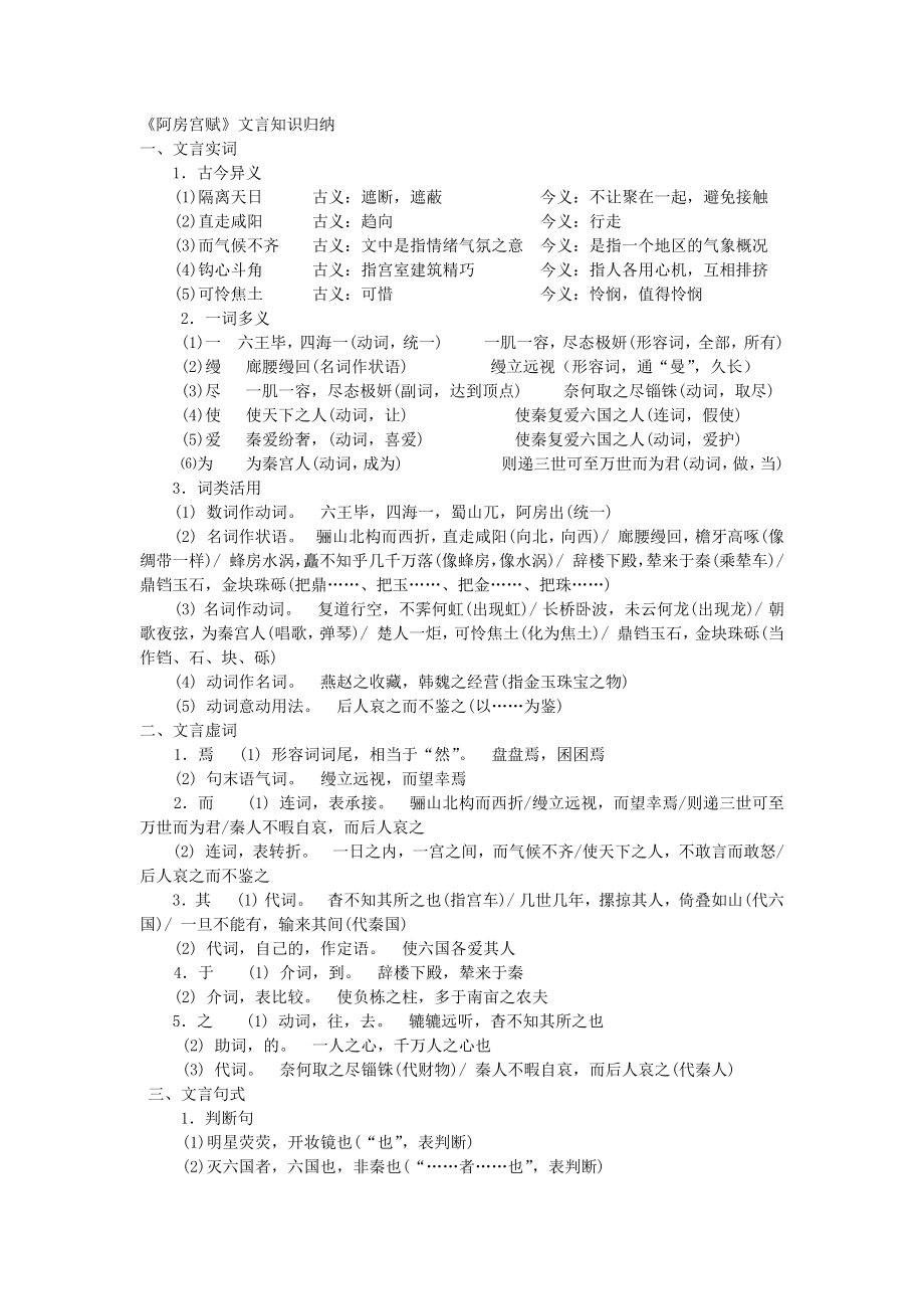 阿房宫赋文言知识归纳_第1页