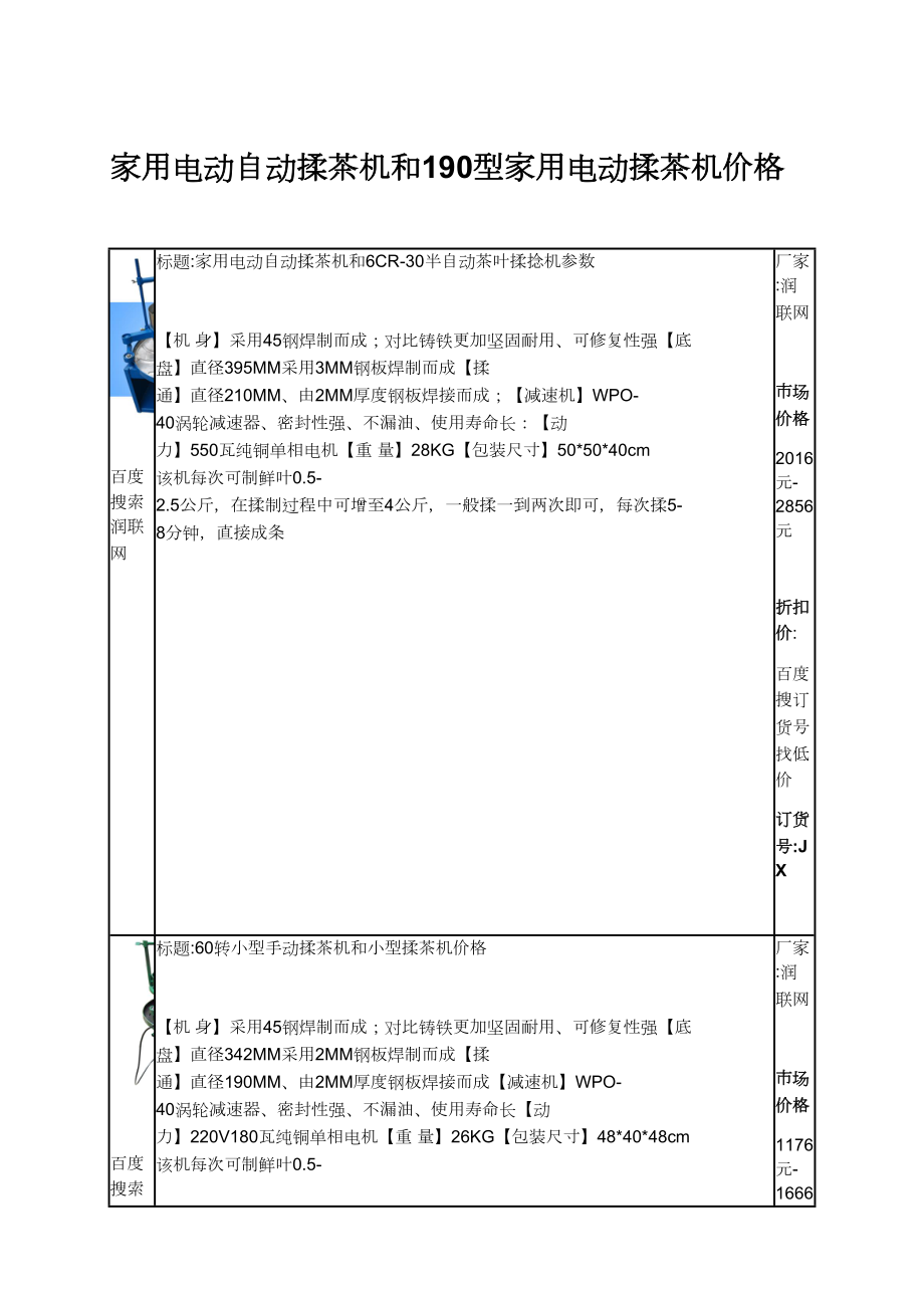 家用电动自动揉茶机和190型家用电动揉茶机价格_第1页