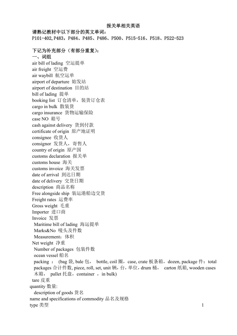 报关单相关英语_第1页