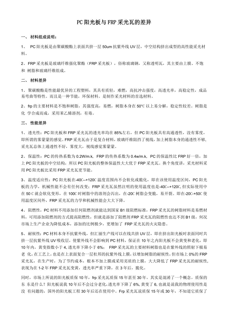 PC阳光板与FRP采光瓦的差异_第1页