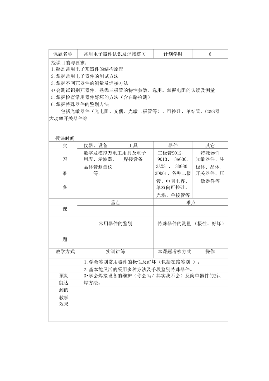 实训课题授课计划_第1页
