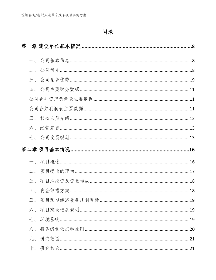 宿迁人造革合成革项目实施方案【参考模板】_第1页