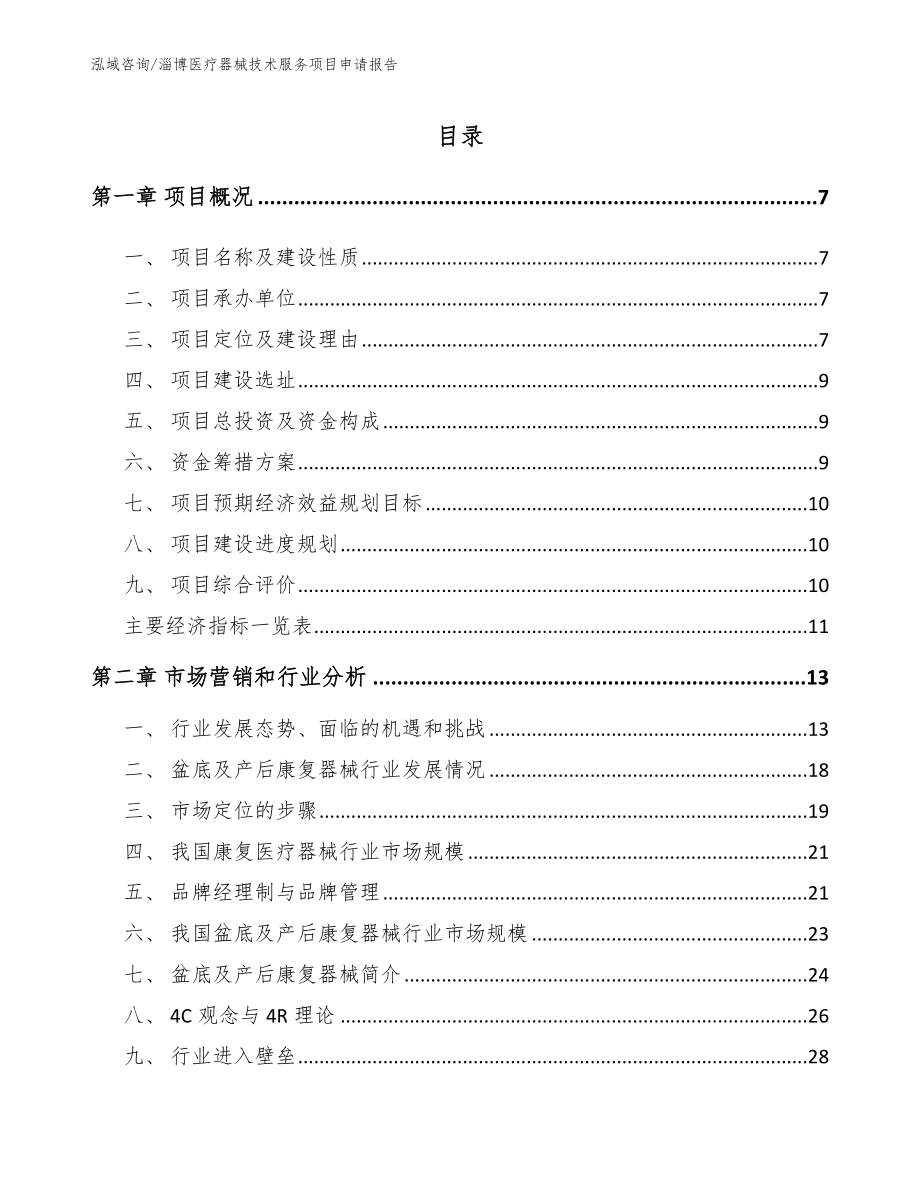 淄博医疗器械技术服务项目申请报告_第1页