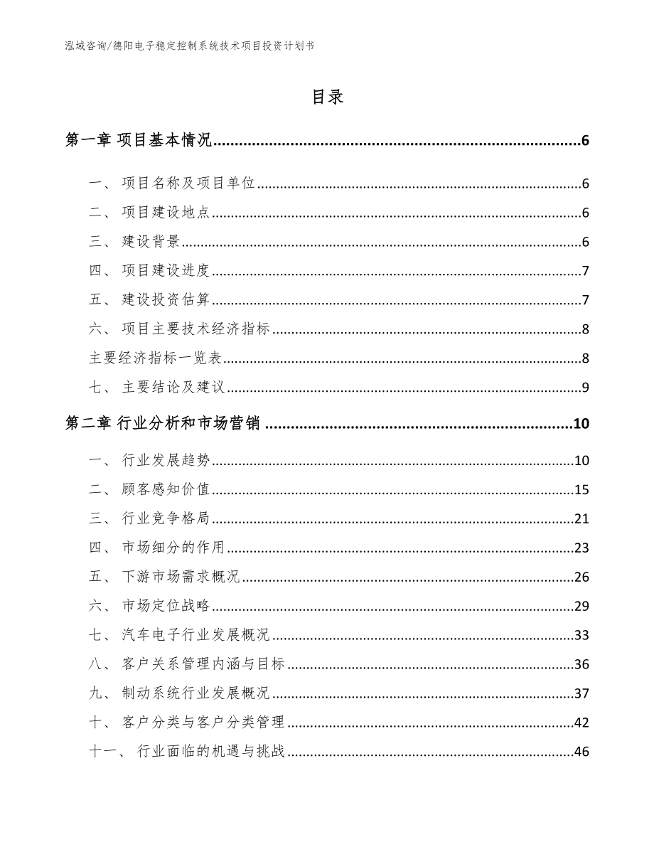 德阳电子稳定控制系统技术项目投资计划书_第1页