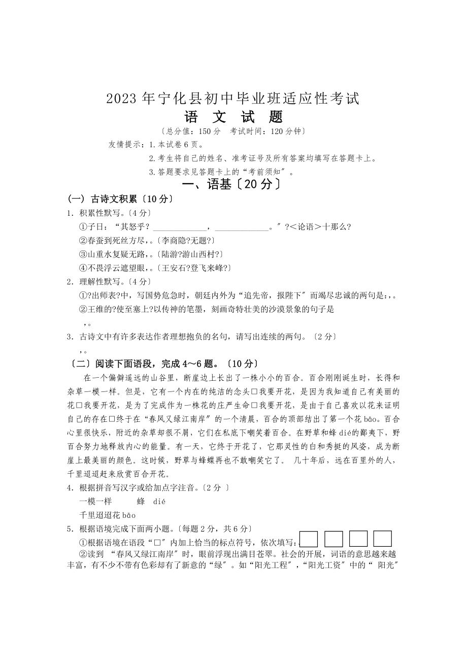 2023年中考模拟卷_第1页
