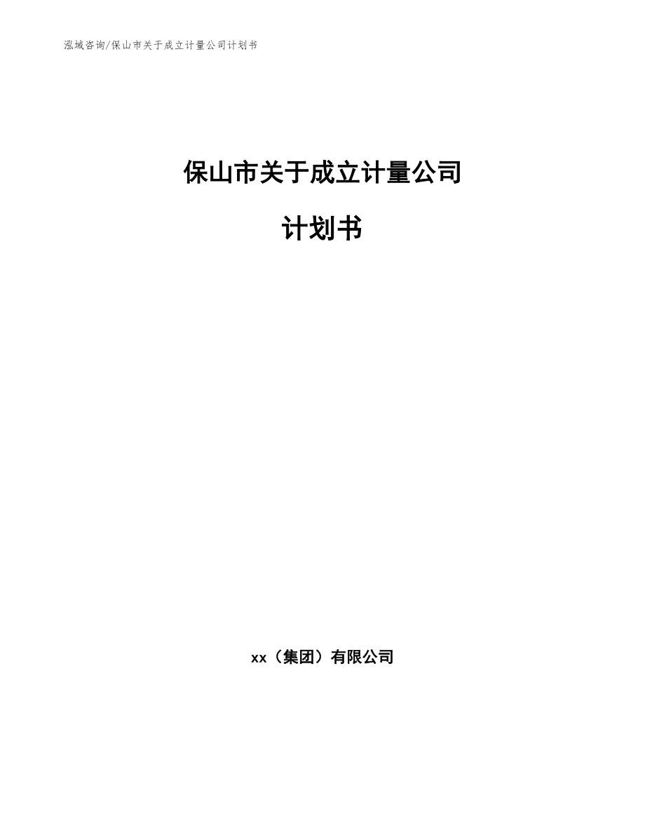 保山市关于成立计量公司计划书模板范文_第1页