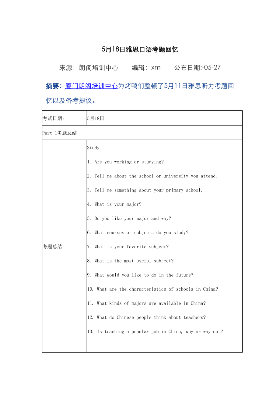 2023年雅思口语考题回顾6_第1页