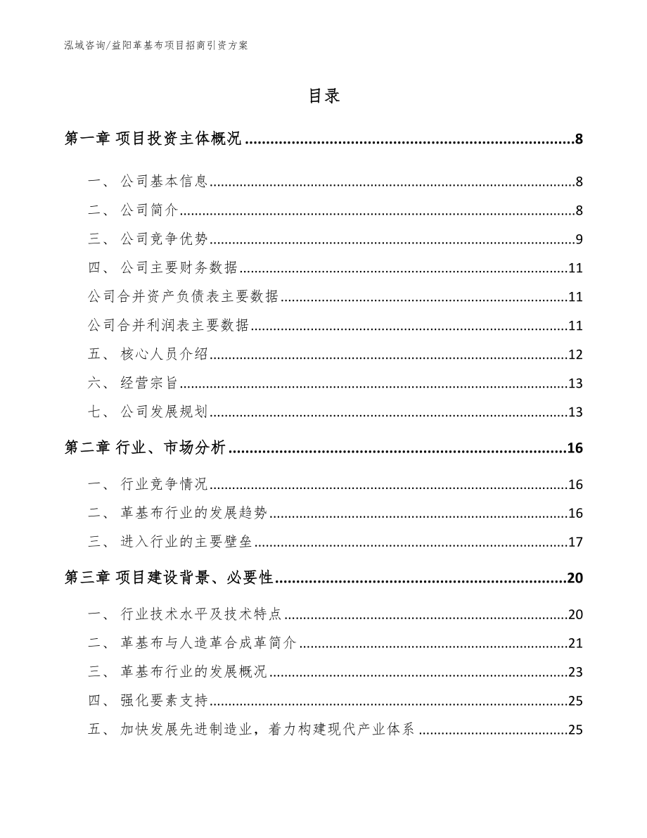 益阳革基布项目招商引资方案（范文模板）_第1页