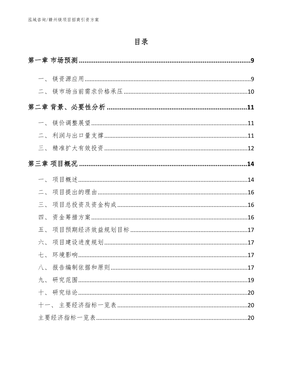 赣州镁项目招商引资方案_第1页