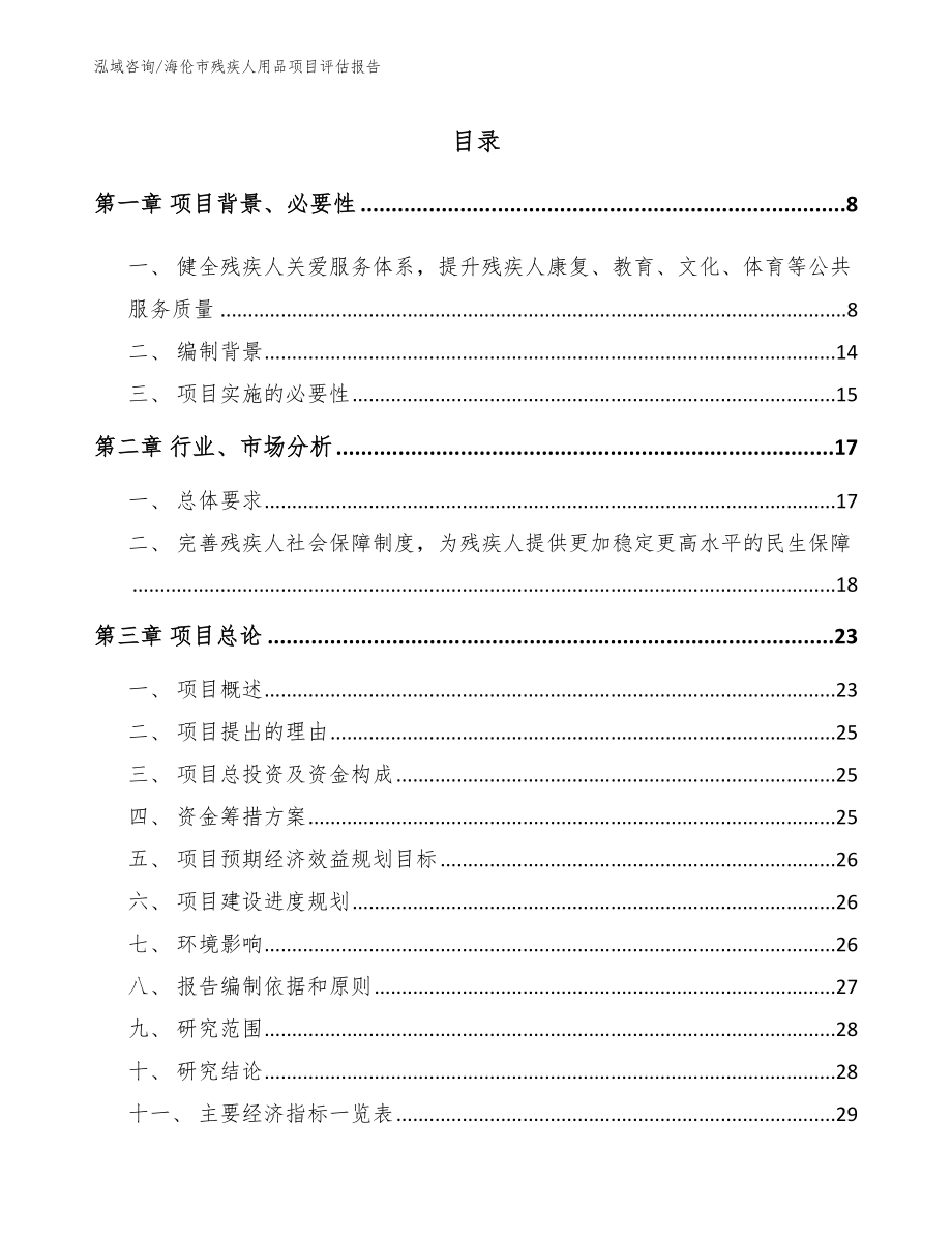 海伦市残疾人用品项目评估报告【模板范文】_第1页