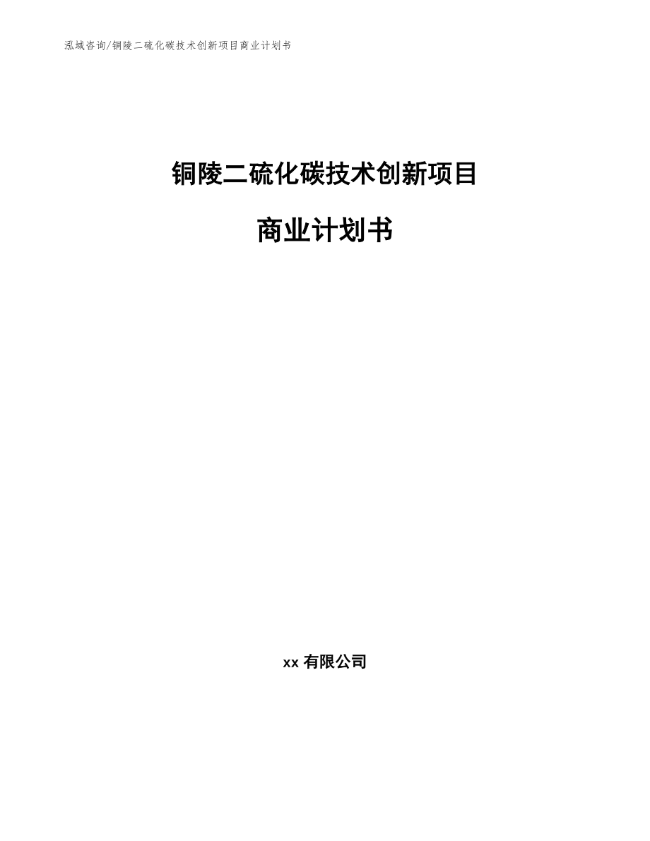 铜陵二硫化碳技术创新项目商业计划书_第1页