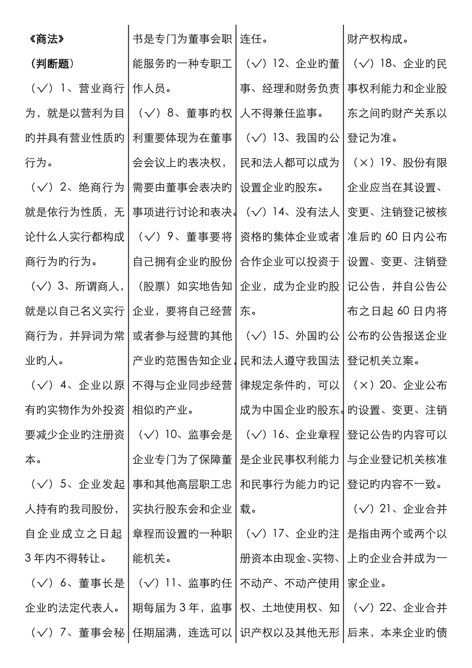 2023年电大考试商法考点版_第1页