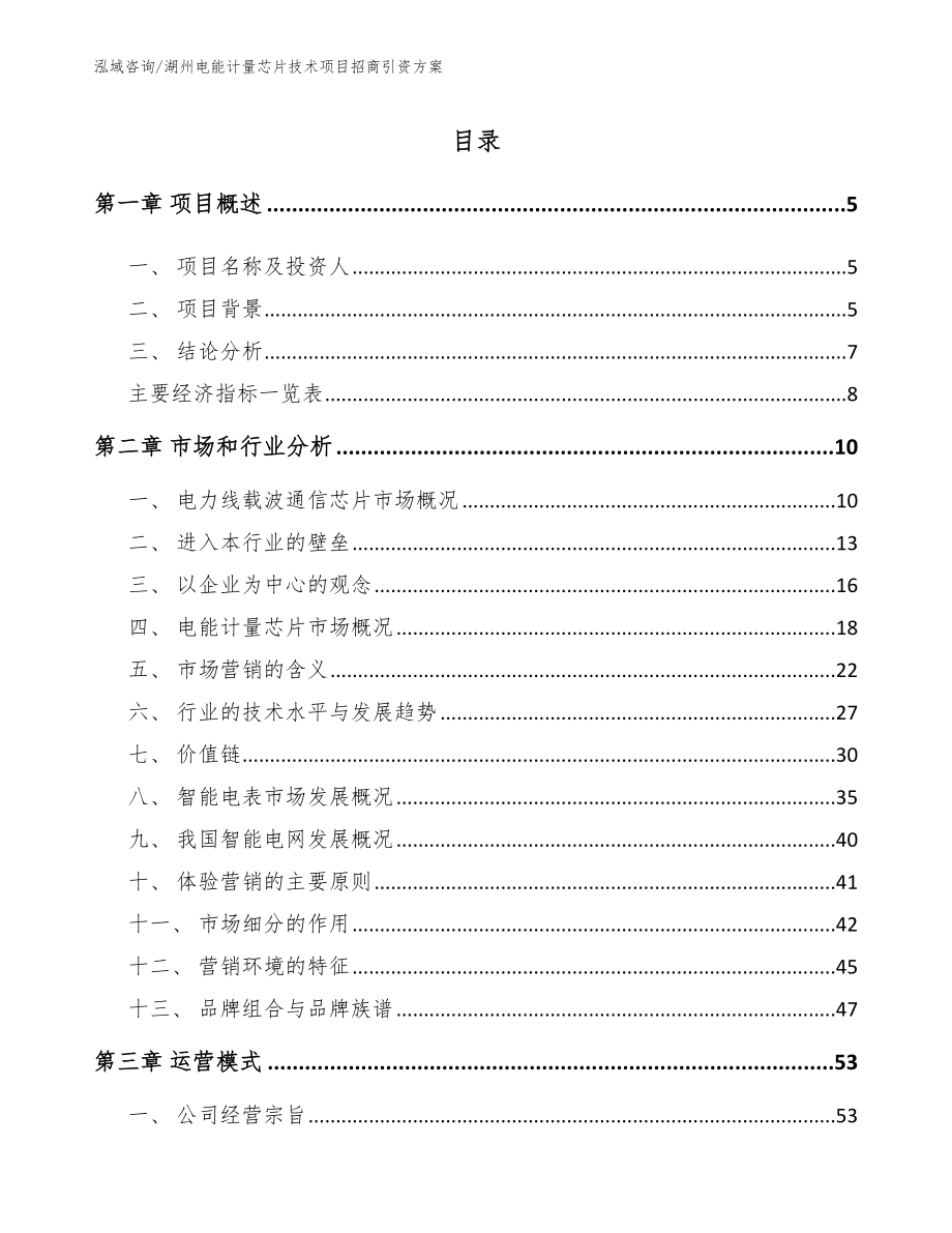 湖州电能计量芯片技术项目招商引资方案_第1页