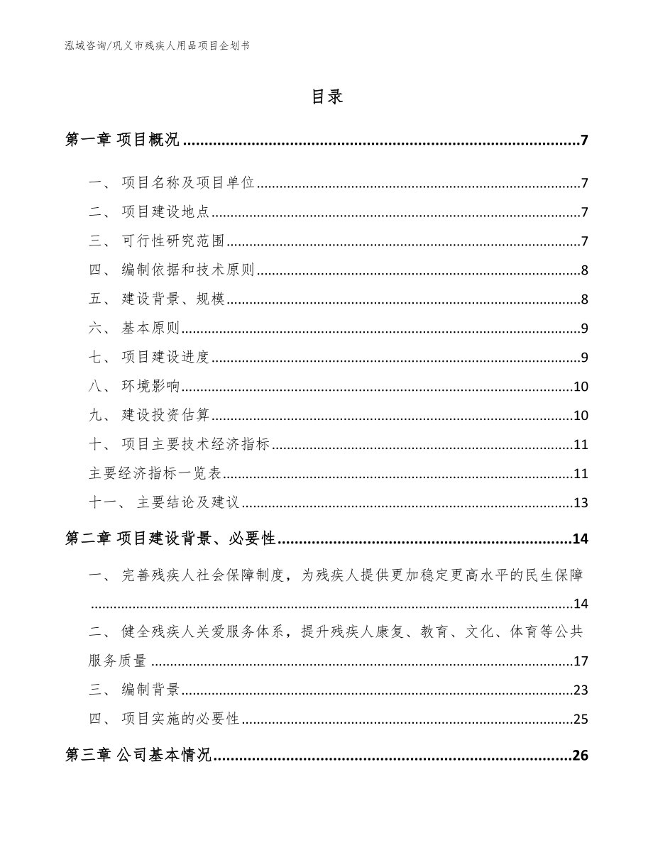 巩义市残疾人用品项目企划书（参考范文）_第1页