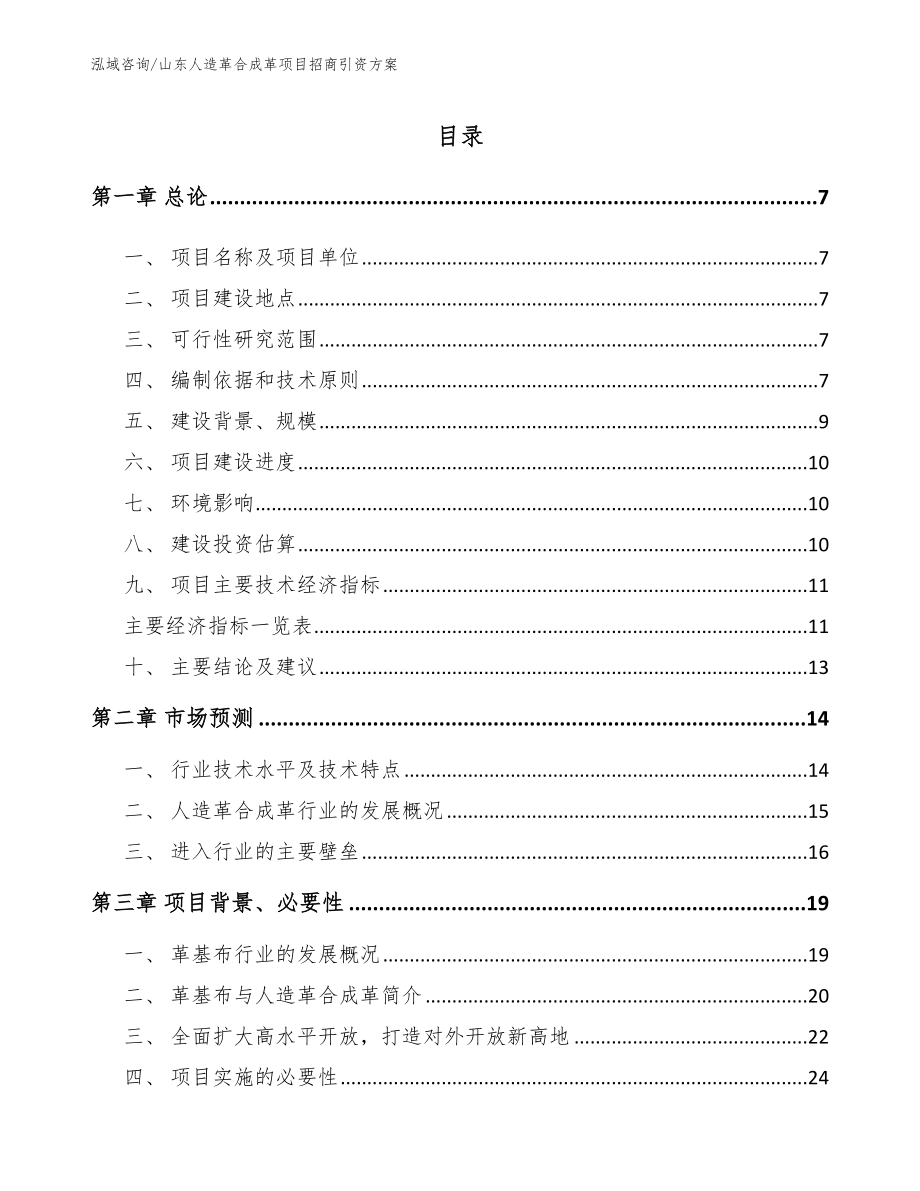 山东人造革合成革项目招商引资方案（模板范文）_第1页