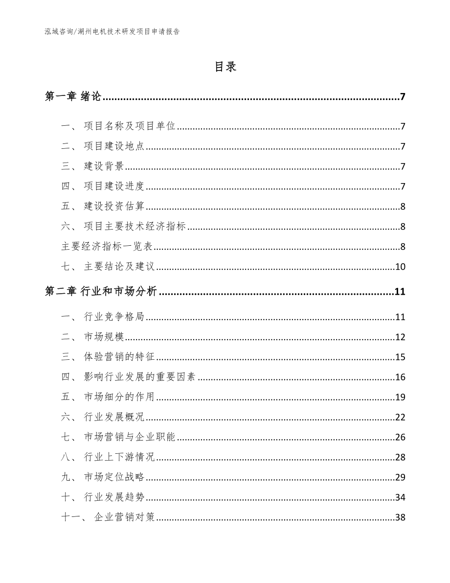 湖州电机技术研发项目申请报告_参考范文_第1页
