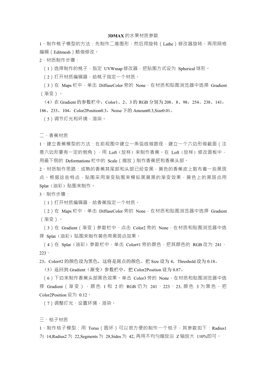 3DMAX的水果材质参数_第1页