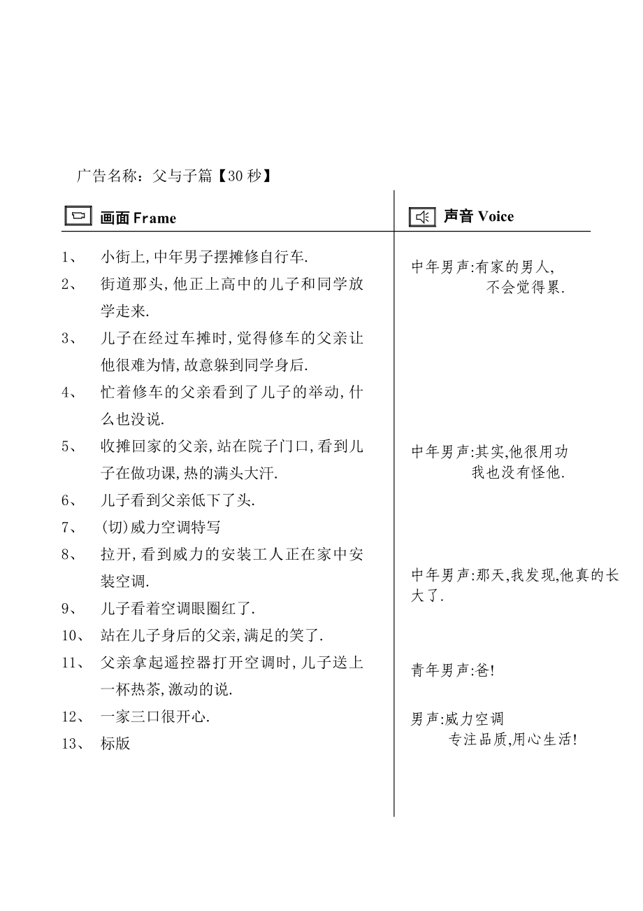 电视广告拍摄父与子_第1页