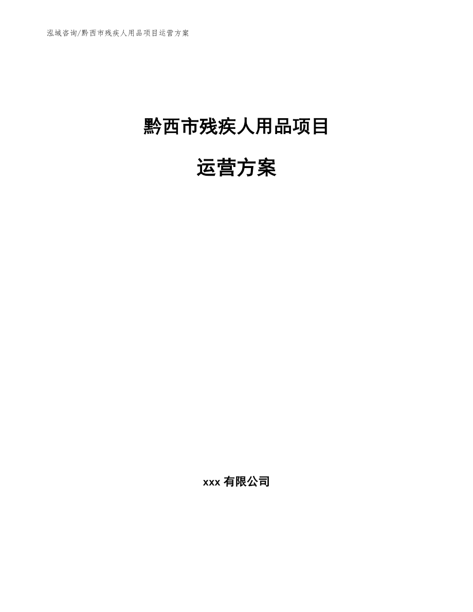 黔西市残疾人用品项目运营方案_第1页