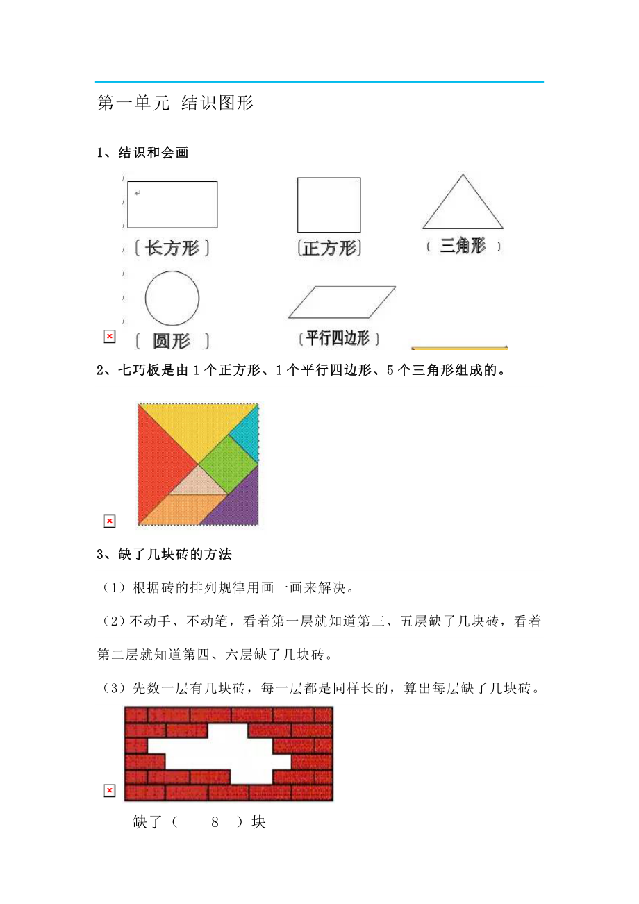 2023年部编版一年级数学下册知识要点归纳_第1页
