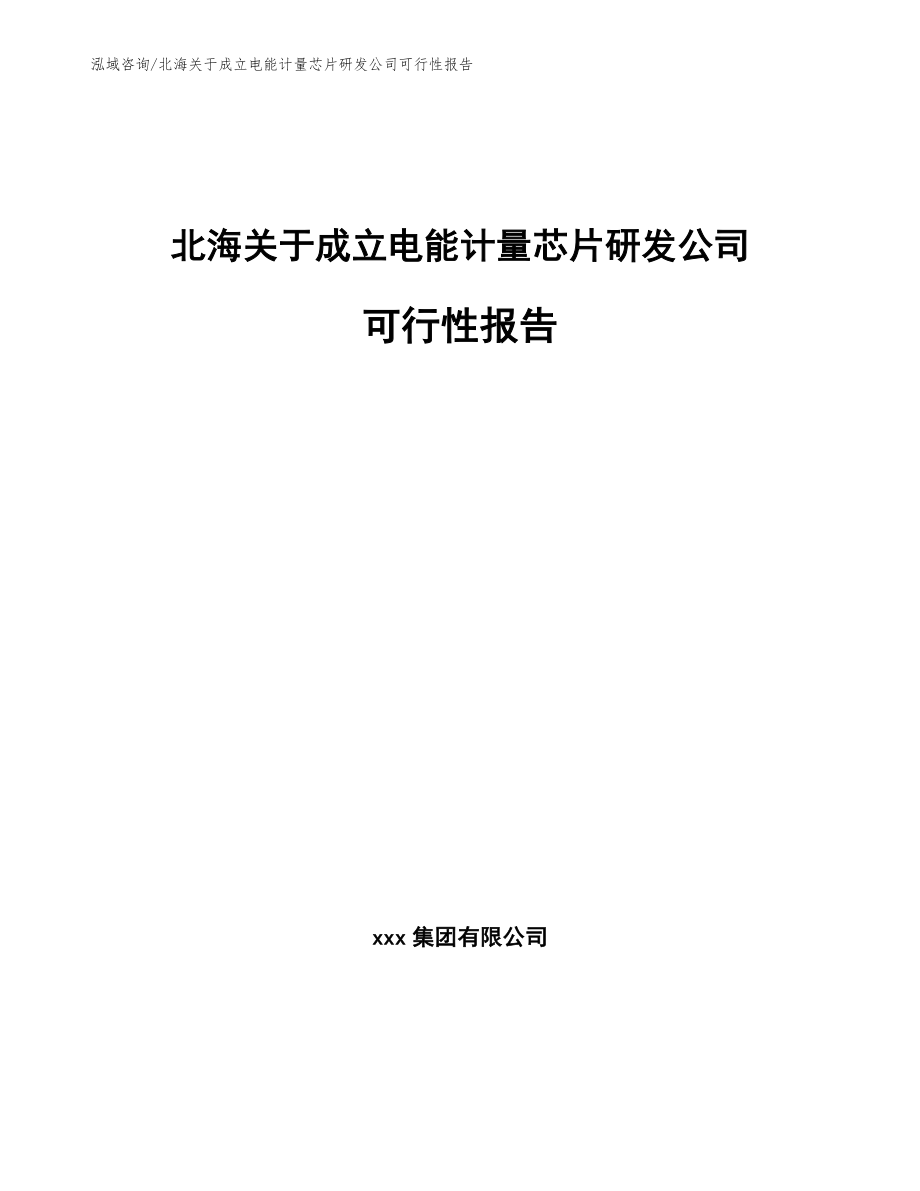 北海关于成立电能计量芯片研发公司可行性报告【参考范文】_第1页