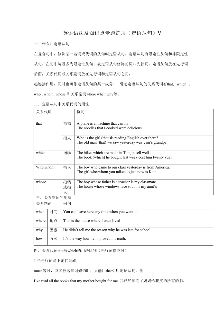 2023年英语语法及知识点专题练习_第1页