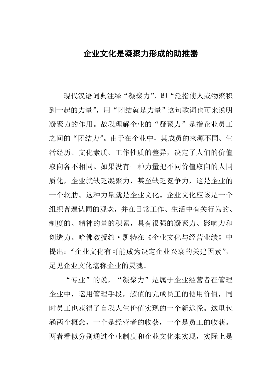 企业文化是凝聚力的关键_第1页
