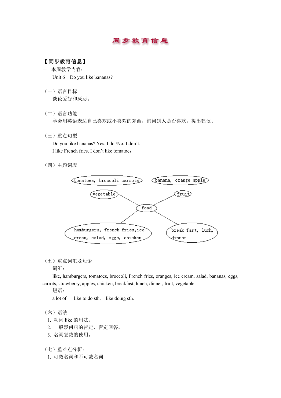 新目标英语七年级上同步辅导Unit6_第1页