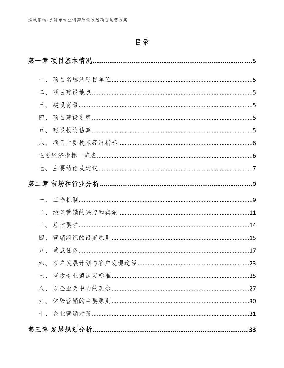 永济市专业镇高质量发展项目运营方案_第1页