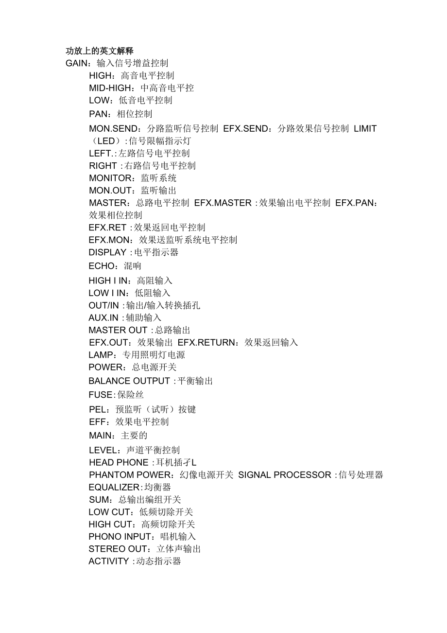 功放上的英文解释_第1页