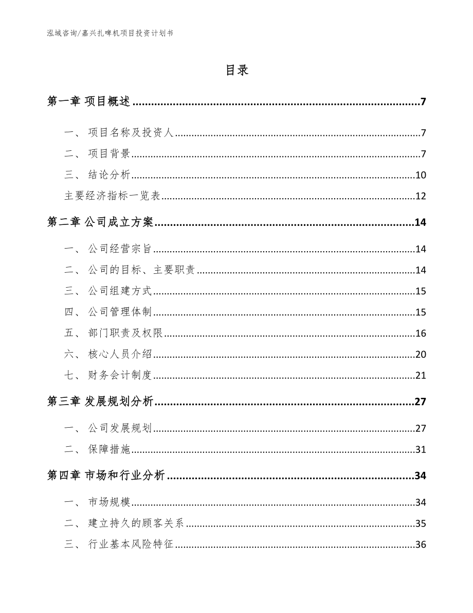 嘉兴扎啤机项目投资计划书（范文参考）_第1页