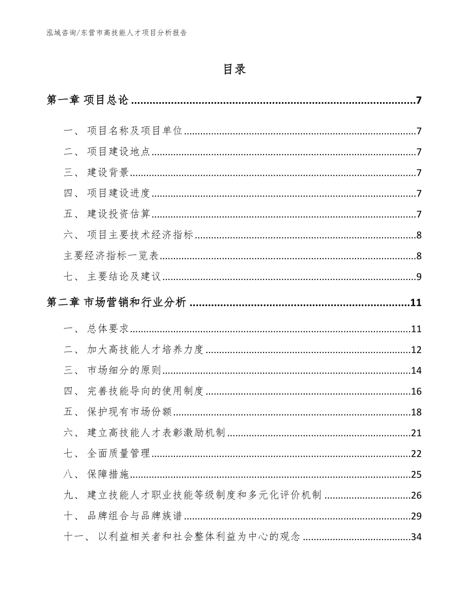 东营市高技能人才项目分析报告【模板范文】_第1页