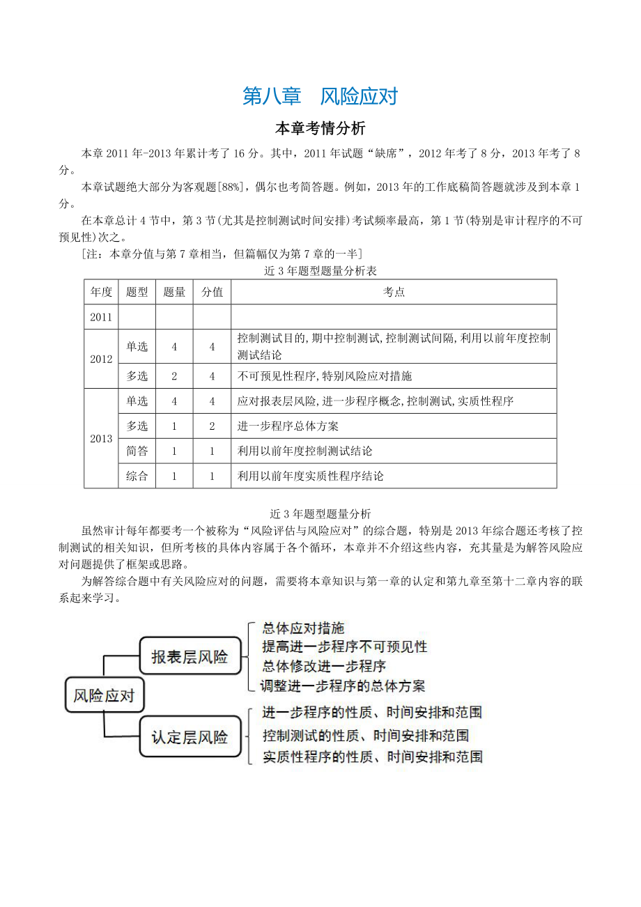 CPA《审计》第八章 风险应对_第1页
