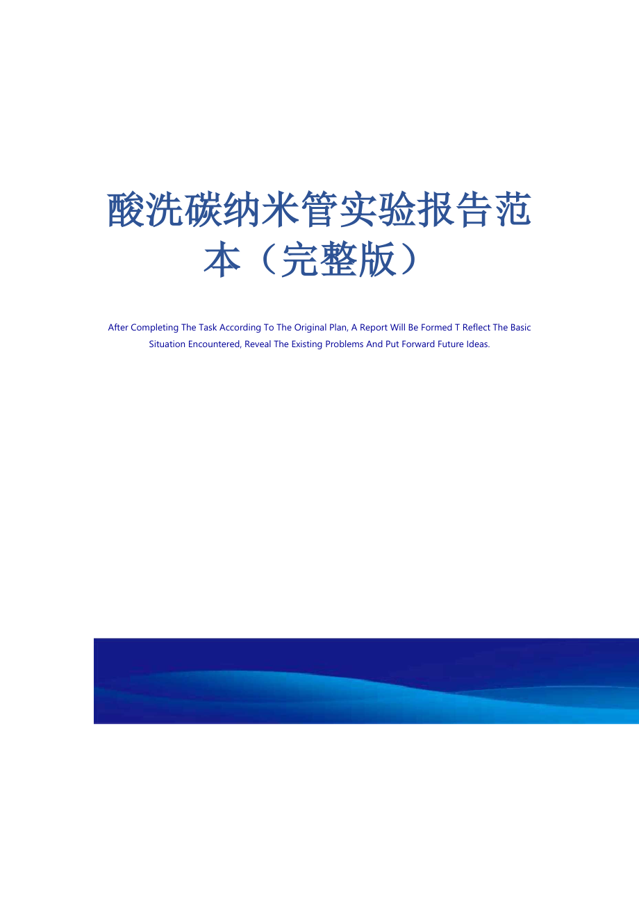 酸洗碳纳米管实验报告范本_第1页