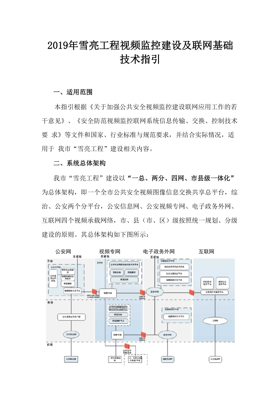 2019年雪亮工程视频监控建设及联网基础技术指引_第1页