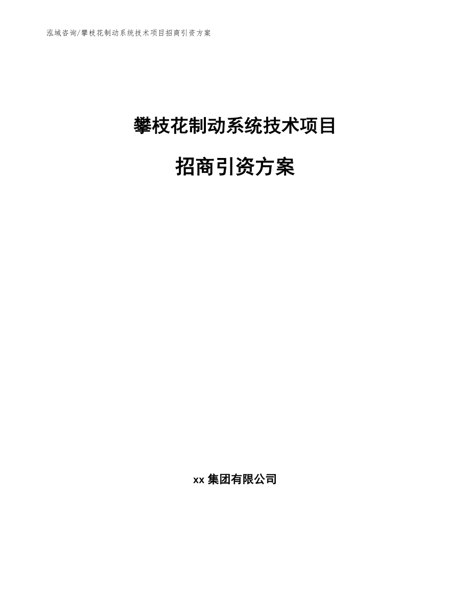 攀枝花制动系统技术项目招商引资方案_第1页