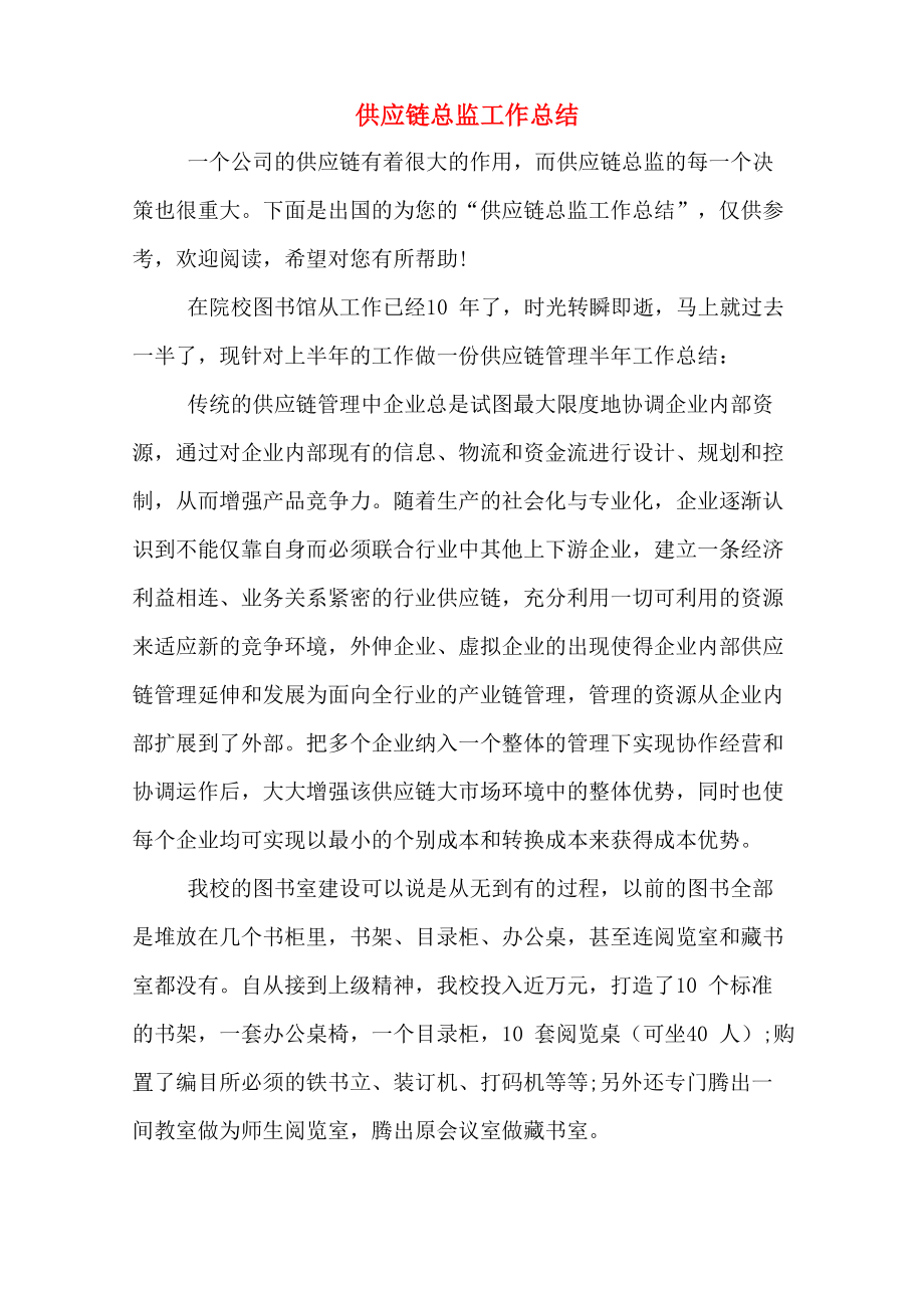 2019年供应链总监工作总结_第1页