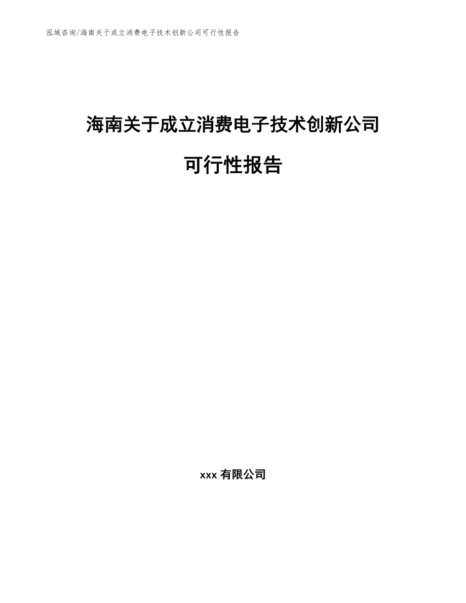 海南关于成立消费电子技术创新公司可行性报告（范文）_第1页