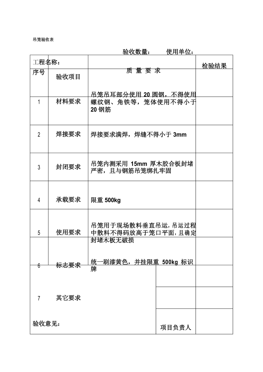 工程施工现场吊笼验收表_第1页