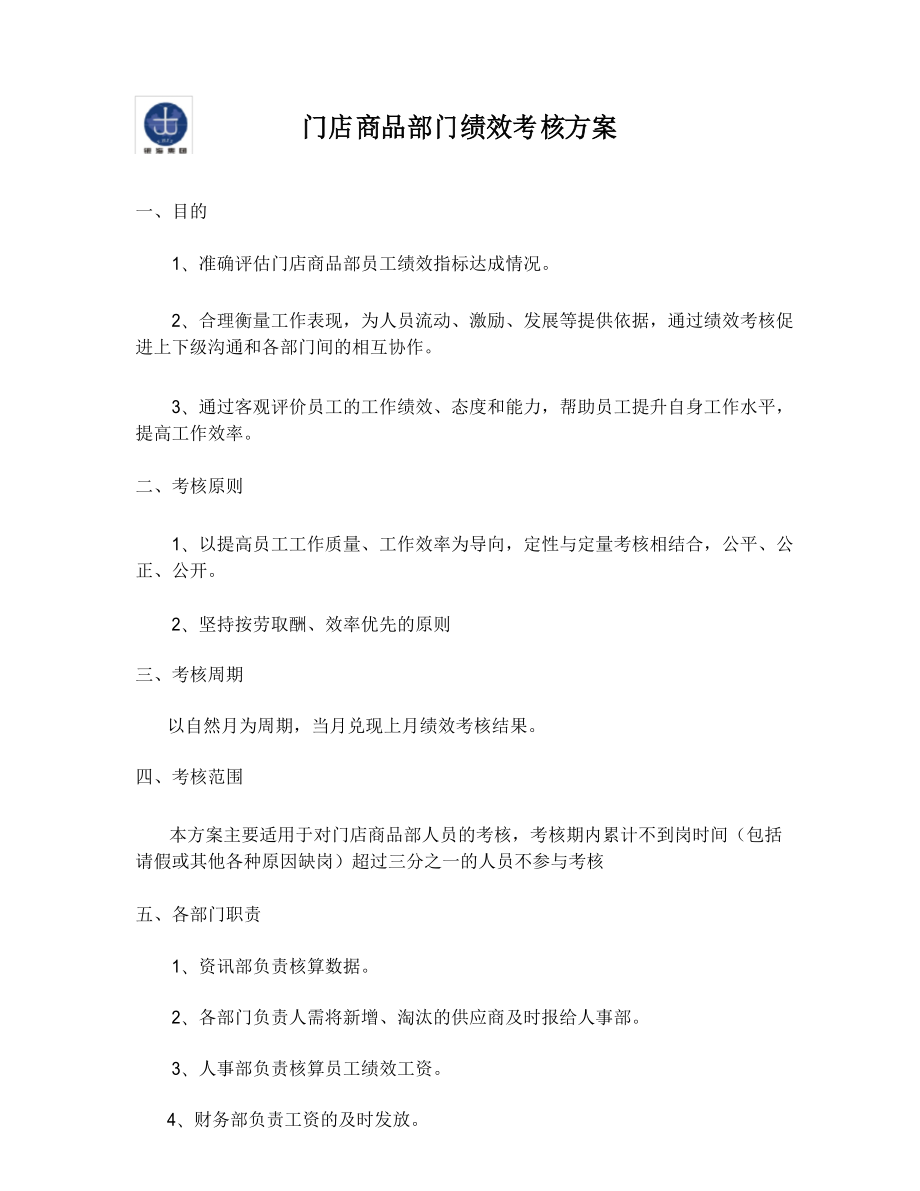 商品部员工绩效考核方案_第1页