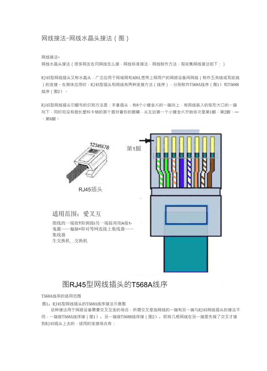 网线接法图解(包括水晶头和插座)_第1页