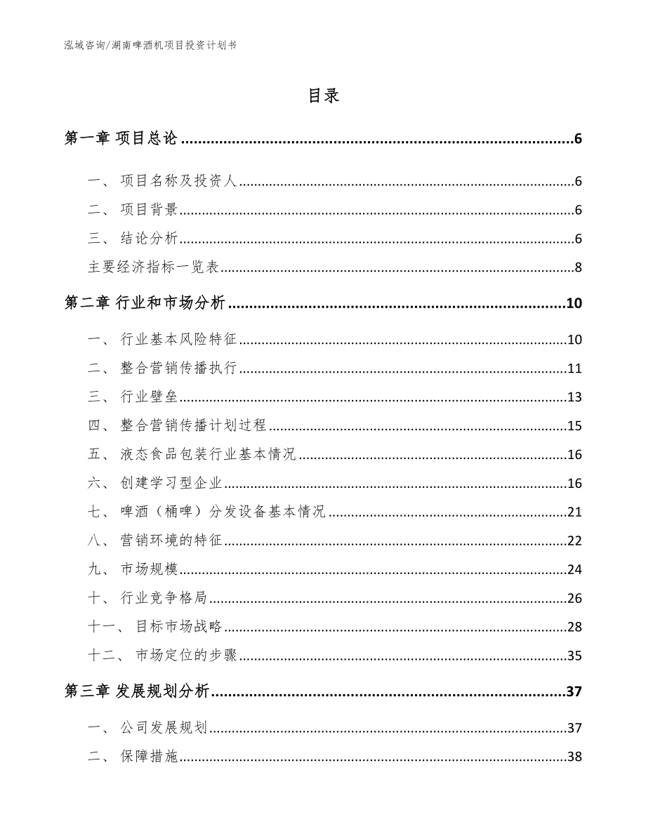 湖南啤酒机项目投资计划书_第1页