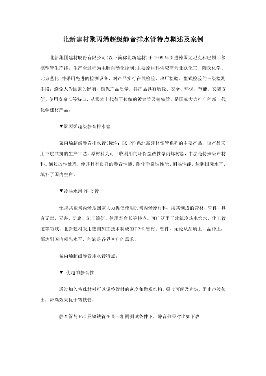 北新建材聚丙烯超级静音排水管特点概述及案例_第1页