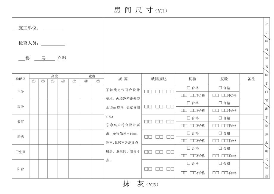 土建移交精装修验收质量检查表_第1页
