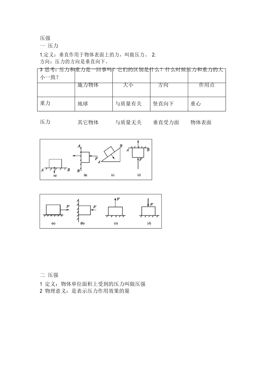 固体压强知识点和分类习题_第1页