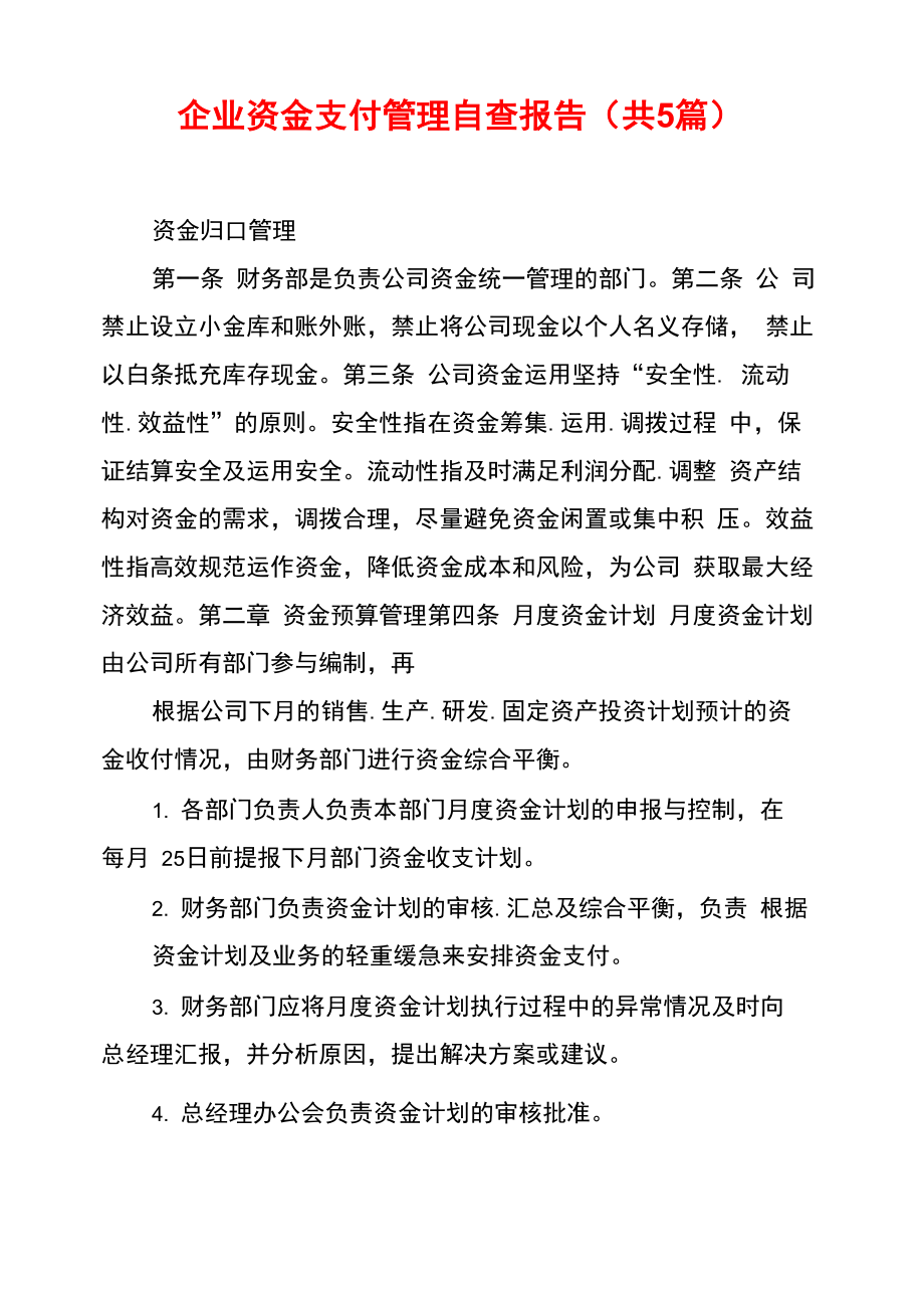 企业资金支付管理自查报告_第1页