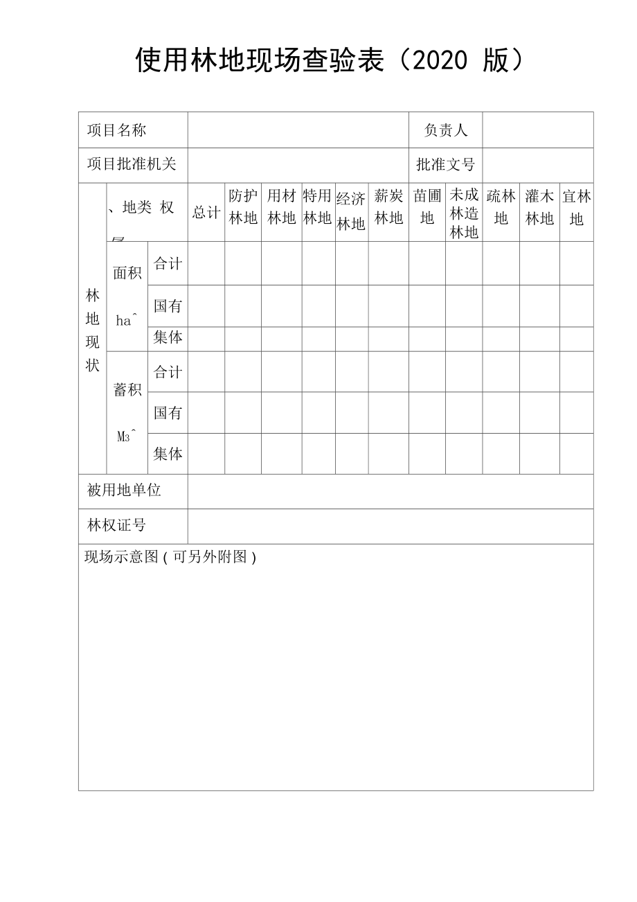 使用林地现场查验表(2020版)_第1页