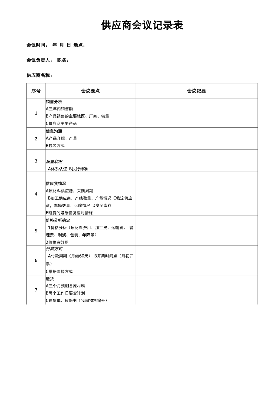 供应商沟通记录表_第1页